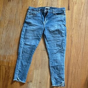 7 For All Mankind Distressed Blue Ankle Jeans